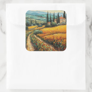 Toscane platteland Italië van Gogh stijl Vierkante Sticker
