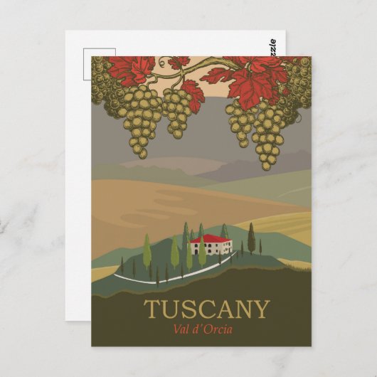 Toscane, regio Val d'Orcia, Italië, reizen Briefkaart (Voorkant / Achterkant)