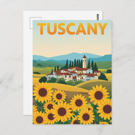  Toscane Reisposter - Zonnebloemenveld Briefkaart (Voorkant / Achterkant)