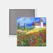 Toscane rode papaver magneet (Voorkant / Achterkant)