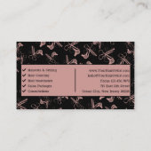 Toscane Roze & Zwart QR Code Haarsalon Visitekaartje (Achterkant)