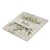 Toscane Rustieke Olive & Branches Italia Script Tegeltje (Zijkant)