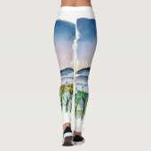 Toscane Sunrise Waterverf Journey Italië Leggings (Achterkant)