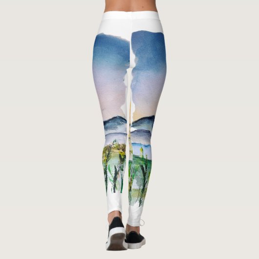 Toscane Sunrise Waterverf Journey Italië Leggings (Achterkant)