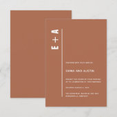 Toscane Tan Modern Minimal Bold Initialen Weddensc Kaart (Voorkant / Achterkant)