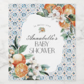 Toscane Tegel Citrus Italiaans Baby shower Barware Wijn Etiket (Enkel label)