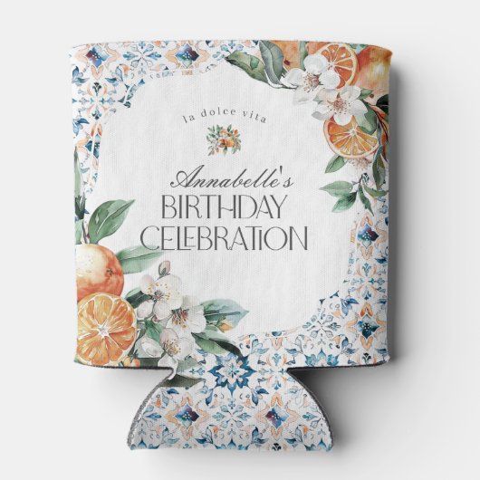 Toscane Tegel Citrus Italiaans verjaardagsfeest Ba Blikjeskoeler (Achterkant)