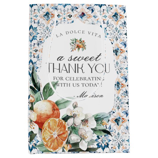 Toscane Tegel Citrus Oranje Italiaans Grieks Kusts Medium Cadeauzakje (Voorkant)