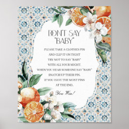 Toscane Tegel Italiaans Dont Say Baby shower Game Poster