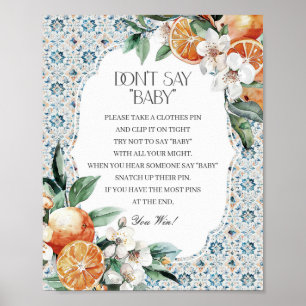 Toscane Tegel Italiaans Dont Say Baby shower Game Poster