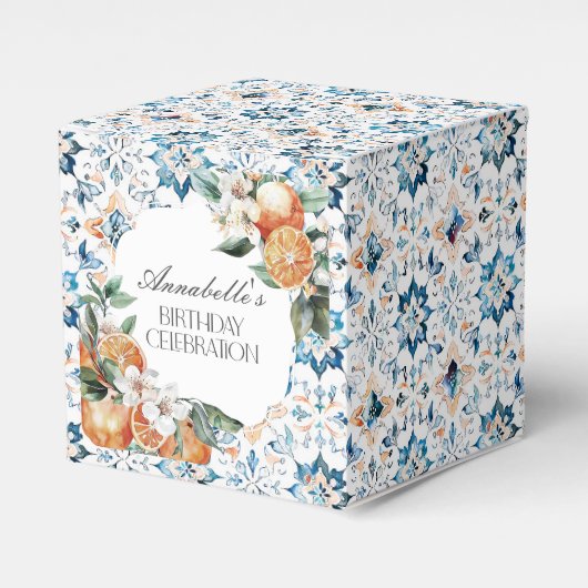 Toscane Tegel Italiaans verjaardagsfeest Dessert F Bedankdoosjes (Voorkant Zijde)