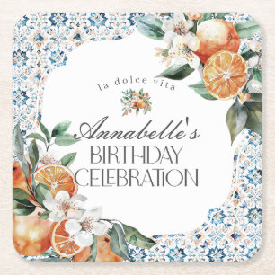 Toscane Tegel Italiaans verjaardagsfeestje Tafelde Kartonnen Onderzetters