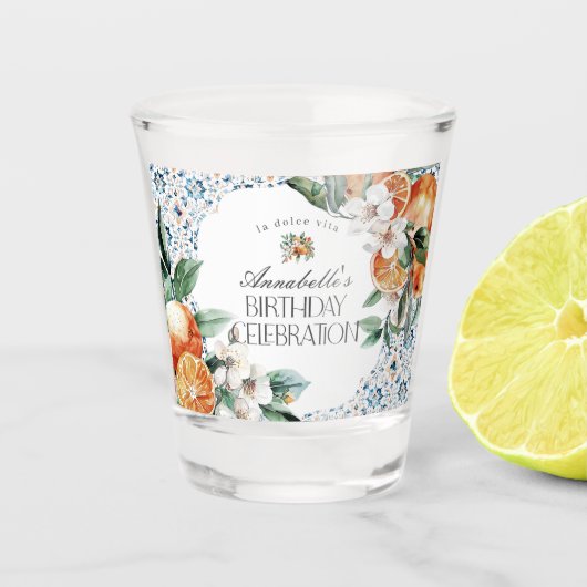 Toscane Tegel Italiaans verjaardagsfeestje voor Ba Shot Glas (Voorkant)