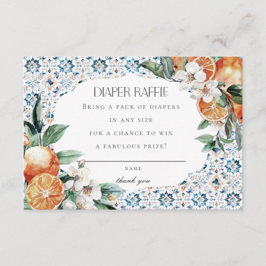 Toscane Tegel Italië Luier Raffle Invitation Inser Informatiekaartje (Voorkant)