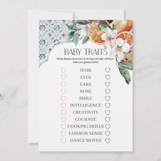 Toscane Tegel Kust Italiaans Baby Traits Game Invi Kaart (Voorkant)