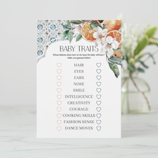 Toscane Tegel Kust Italiaans Baby Traits Game Invi Kaart (Staand voorkant)