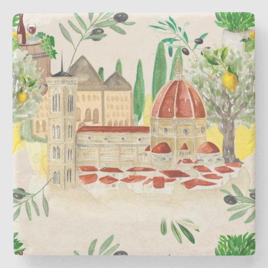 Toscane, Toscane, Italië, olijven, citroenen, citr Stenen Onderzetter (Voorkant)