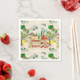 Toscane, Toscane, Italië, olijven, citroenen, Servet