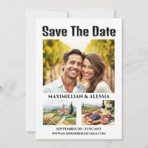 Toscane trouwbestemming waterverf foto chique save the date
