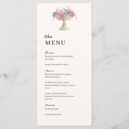 Toscane Tuinurn Huwelijk Trouwdiner Menu (Voorkant)