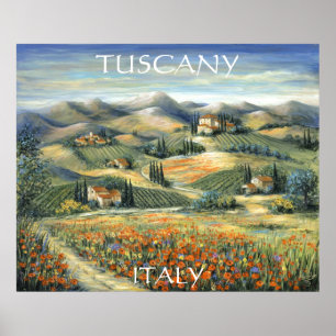 Toscane Villa en papavers Poster