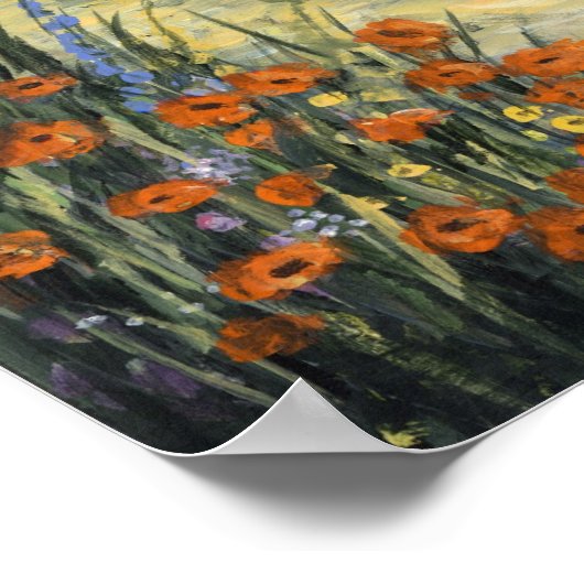 Toscane Villa en papavers Poster (Hoek)