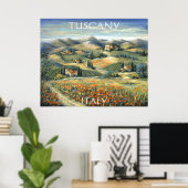 Toscane Villa en papavers Poster (Thuiskantoor)