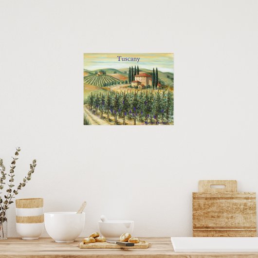 Toscane Vineyard en Villa Poster (Keuken)