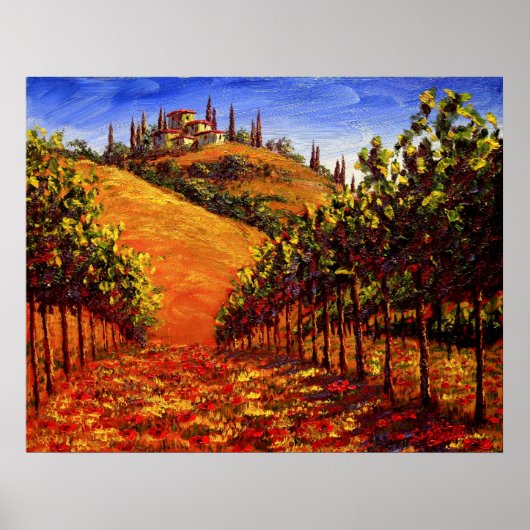 Toscane Vineyard op de heuvel Poster (Voorkant)