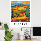 Toscane Vineyard Travel Poster (Thuiskantoor)