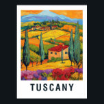 Toscane Vineyard Travel Poster<br><div class="desc">Prachtig poster met een Toscaanse wijngaard in een vintage reiskunststijl. Perfect voor het verzenden van groeten of het toevoegen van een vleugje Italië aan uw interieur.</div>