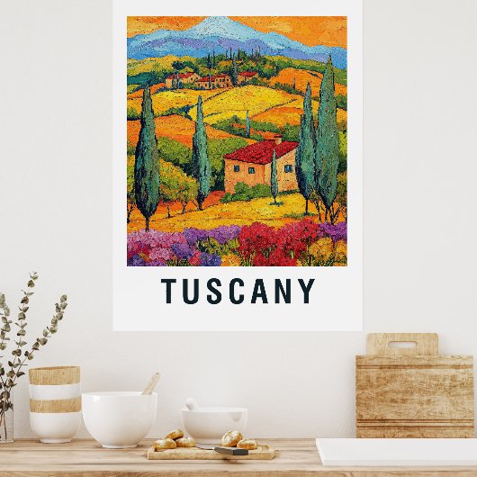 Toscane Vineyard Travel Poster (Keuken)
