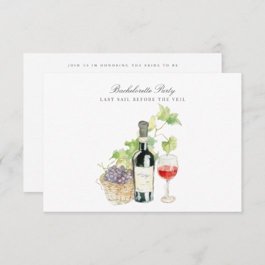 Toscane Watercolor Bachelorette Party Uitnodiging (Voorkant / Achterkant)