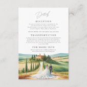 Toscane Watercolor Illustratie Silhouet Trouwdag Informatiekaartje (Voorkant)