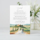 Toscane Watercolor Illustratie Silhouet Trouwdag Informatiekaartje (Staand voorkant)