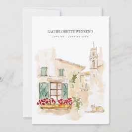 Toscane Waterverf Bachelorette Weekenduitnodiging Kaart
