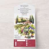 Toscane waterverf bruiloft bordeaux Italiaans wijn All In One Uitnodiging (Binnen)