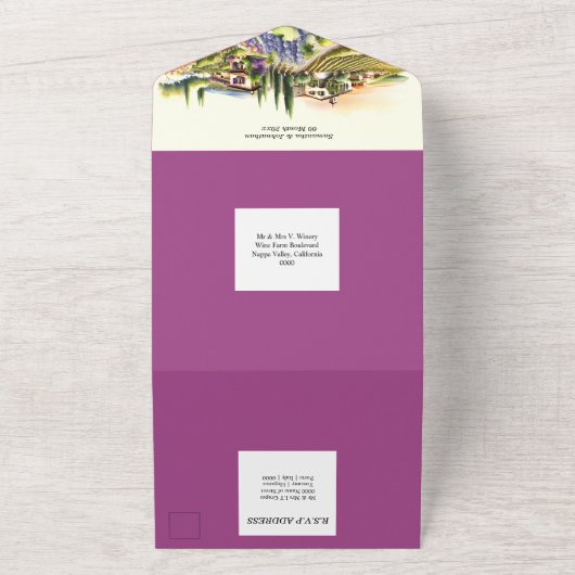 Toscane waterverf bruiloft paarse Italiaanse wijnm All In One Uitnodiging (Buitenkant)