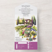 Toscane waterverf bruiloft paarse Italiaanse wijnm All In One Uitnodiging (Binnen)