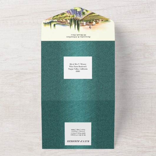 Toscane waterverf bruiloft wijngaard Italiaans wij All In One Uitnodiging (Buitenkant)