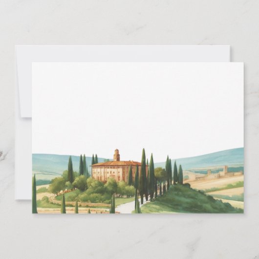 Toscane Waterverf Illustratie Bruiloft RSVP Kaart (Achterkant)