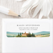 Toscane Waterverf illustratie skyline bruiloft Etiket (Insitu)