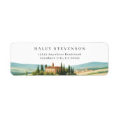 Toscane Waterverf illustratie skyline bruiloft Etiket (Voorkant)