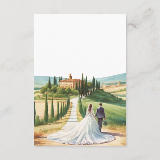 Toscane Waterverf illustratie skyline bruiloft Informatiekaartje (Achterkant)