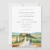 Toscane Waterverf illustratie skyline bruiloft Kaart (Voorkant)