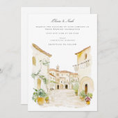 Toscane Waterverf Italiaans bruiloft uitnodiging K (Voorkant / Achterkant)