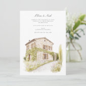 Toscane Waterverf Italiaans bruiloft uitnodiging K (Staand voorkant)