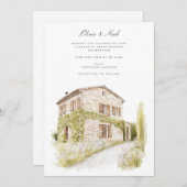 Toscane Waterverf Italiaans bruiloft uitnodiging K (Voorkant / Achterkant)