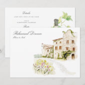 Toscane Waterverf Italiaans Repetitie Diner Kaart (Voorkant / Achterkant)