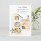 Toscane Waterverf Italiaans Save the Date Kaart (Staand voorkant)